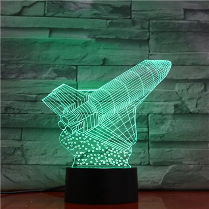 Космический корабль самолет 3D лампа Ночной светильник LED многоцветные вспышкой