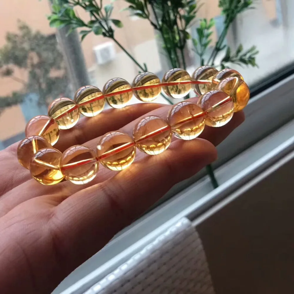 Genuine Natural Citrine Quartz Yellow Crystal 14mm Round Beads Bracelet Gemstone Wealthy Stone Stretch Charms AAAAAA (5)