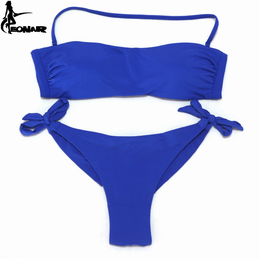Billige EONAR Bikini 2020 Solide Frauen Badeanzug Brazilian Cut Bottom Bikini Set Push Up Bademode Femme Badeanzüge Sport Strand Tragen