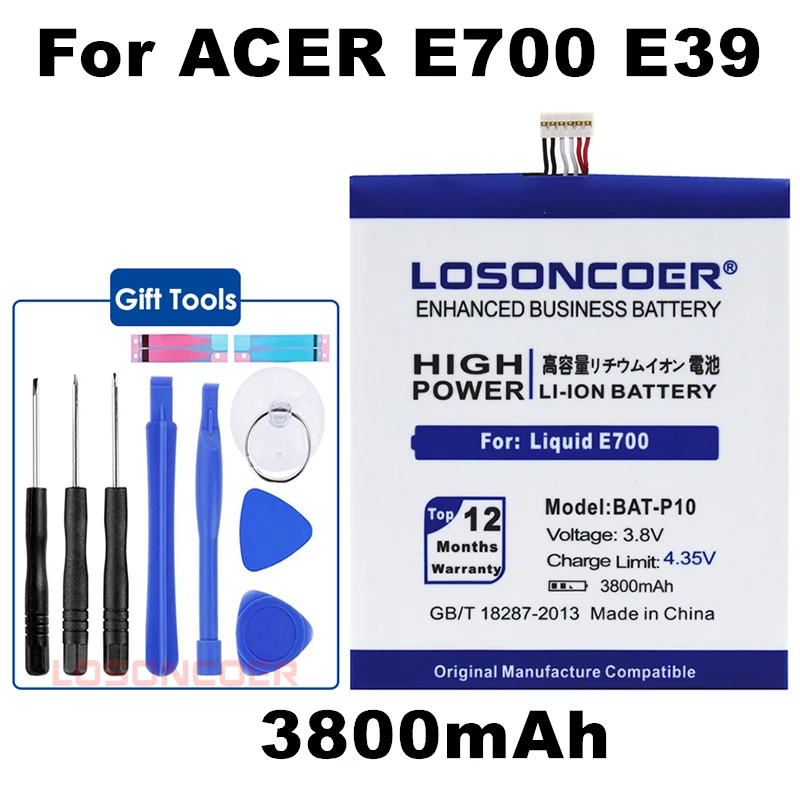 

LOSONCOER 3800mAh BAT-P10 for Acer Liquid E700 for Triple E39 PGF506173HT Smart Phone Battery+Quick Arrive