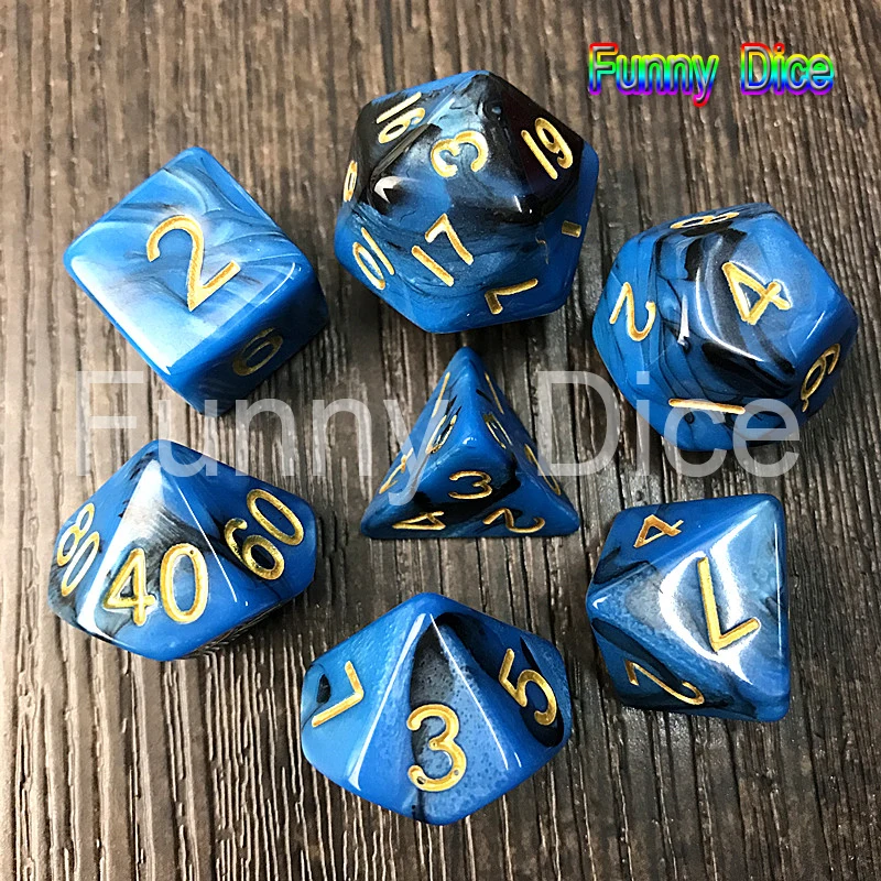 7 шт./компл. TRPG кости для Подземелья и Драконы D4-D20 многосторонний игры в кости смешанный белый и черный Цвет для Настольная Игра настольная игра