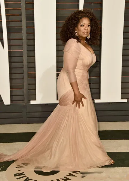 Платья знаменитостей Oprah Winfrey Oscar плюс размер облегающее платье с v-образным вырезом Тюль с рукавами развертки поезд драпированные Mothe's вечерние платья
