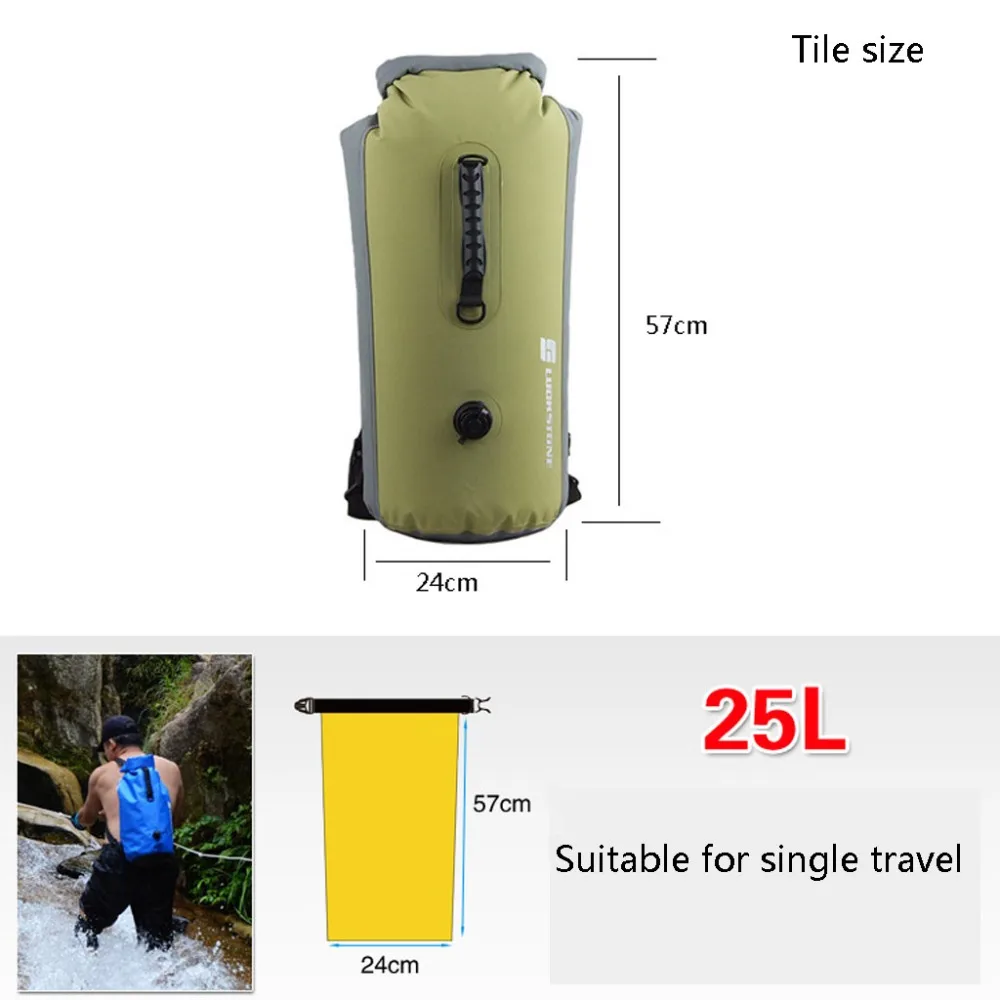 25L-35L Professional Waterproof Swimming Bag Inflatable Snorkeling Rafting Drifting Diving Dry Bag Backpack Stuff Sack f2