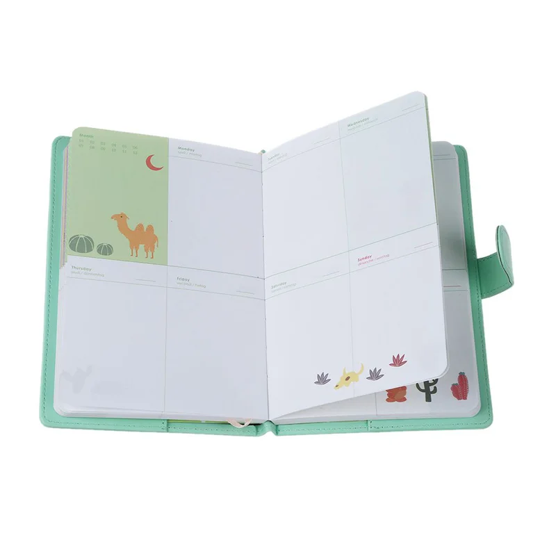 Еженедельник сладкий блокнот креативный студенческий дневник с расписанием книга цветные страницы школьные принадлежности без ограничения года зеленый