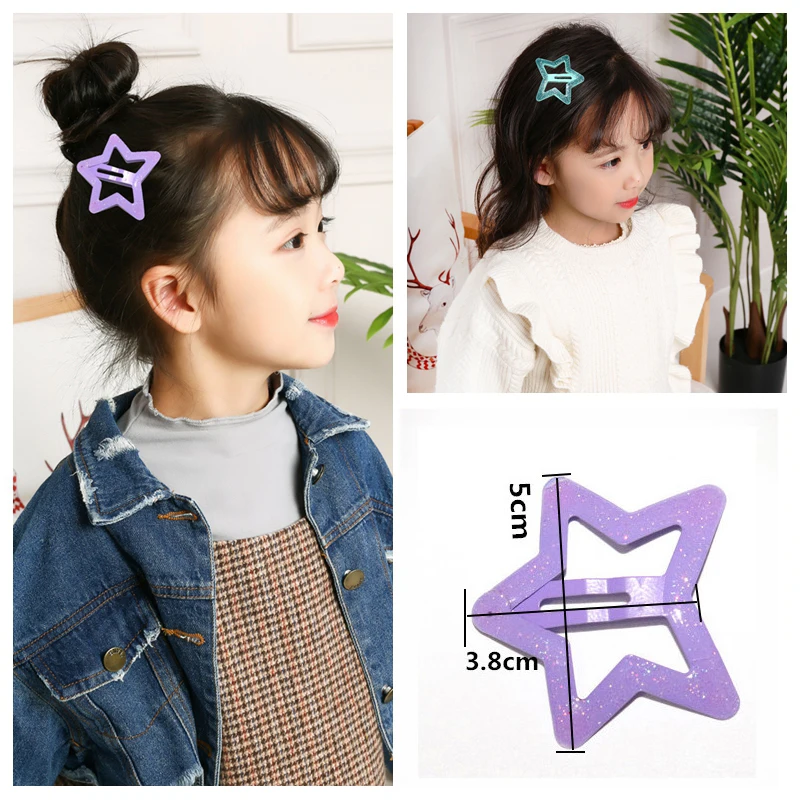 5cm Women Metal Snap Hair Clip Pins BB Hairpins Cute Big Glitter Star Hair Clip For Baby Children Girls Styling Accessories 5cm Women Metal Snap Hair Clip Pins BB Hairpins Cute Big Glitter Star Hair Clip For Baby Children Girls Styling Accessories