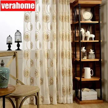 

Embroidered tulle Curtains Sheer for Living Room Bedroom curtain drapes for Windows treatment