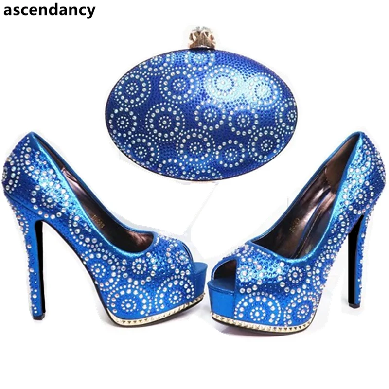 Matching Nueva Italianos De Las Azul verde Con Llegada pink Juego púrpura Conjunto fuchsia Bolsas Señoras Hacer Rhinestone Y oro Zapatos Para Bolso Mujeres Decorado Nigerianas tFtnPzrv