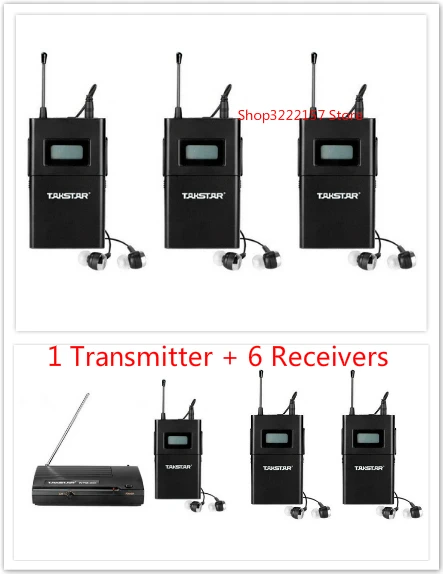 Takstar wpm200/wpm200 UHF Беспроводная система мониторинга в ухо стерео Беспроводная гарнитура сценические мониторы 1 передатчик+ 6 приемников