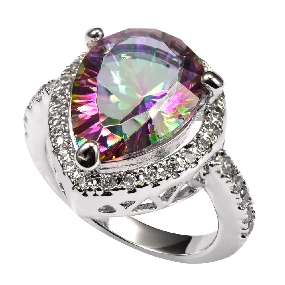 Grande Zirc nio De Cristal Arco ris Rosa Com Zirc nia De Cristal 