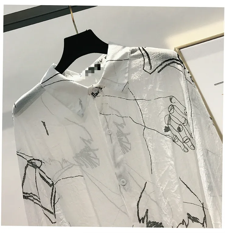 Neploe Harajuku, женские рубашки с принтом, лето, отложной воротник, рукав летучая мышь, блузка, свободная, солнцезащитная, женские топы 44659