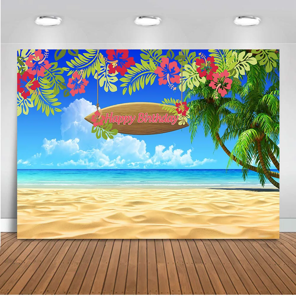 Neoback Summer Holiday Backdrop For Photography Happy Birthday