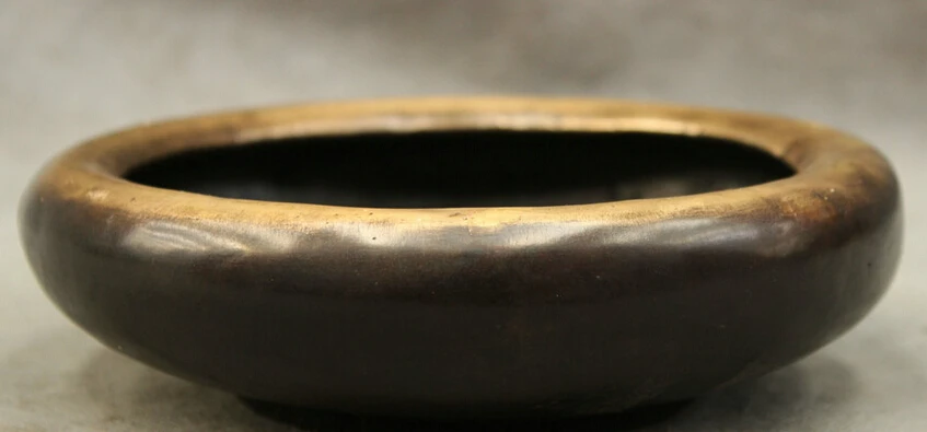 

song voge gem S5298 Folk Chinese Pure Bronze Copper Wealth 3 Fish Statue Lotus Brush Washer Bowl