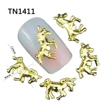 Mavililer 10 Adet/paket Altın At Tasarım 3D Tırnak Sanat UV Tırnak Jel Lehçe Için Takılar Çivi Süslemeleri Damızlık Malzemeleri TN1411(China)