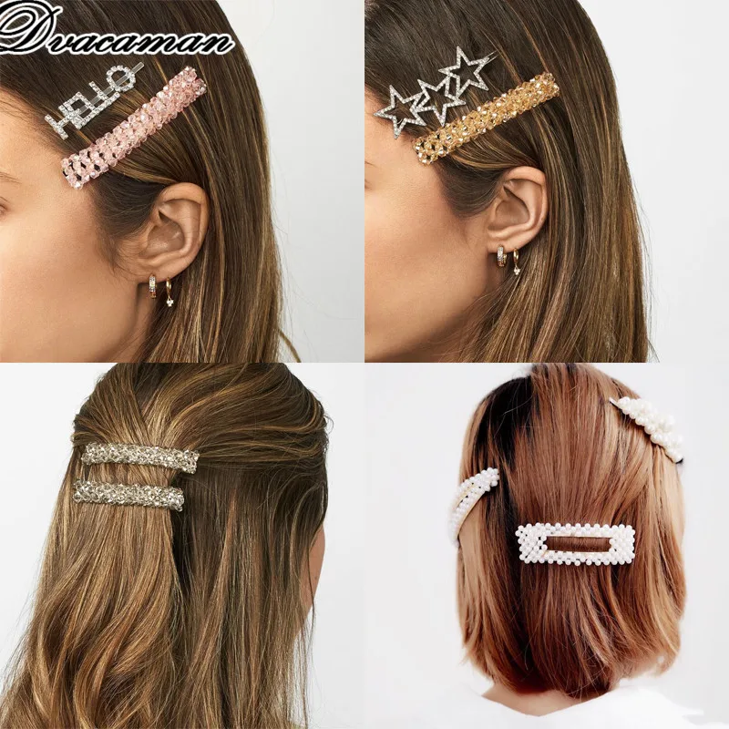 

Dvacaman 2019 Trendy Flower Acrylic Barrettes for Women Girls Charm Round Beads Hair Clips Wedding Jewelry Party Gifts Hairwear