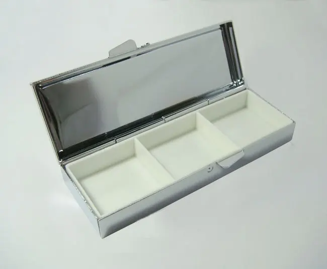 100 шт коробка для таблеток Серебряные Пустые прямоугольные металлические контейнер для таблеток