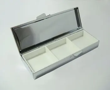 

100PCS Pill box Silver Blank Rectangle Metal Pill Container--Free Shipping