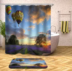 3D занавески для душа Лаванда farmland горячий воздух воздушный шар узор шторы для ванной из водонепроницаемой ткани шторы моющиеся товары