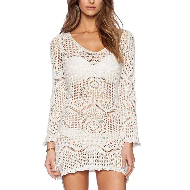 New Crochet Summer Sexy Women Swimwear Bikini Beach Dress Hollow Out