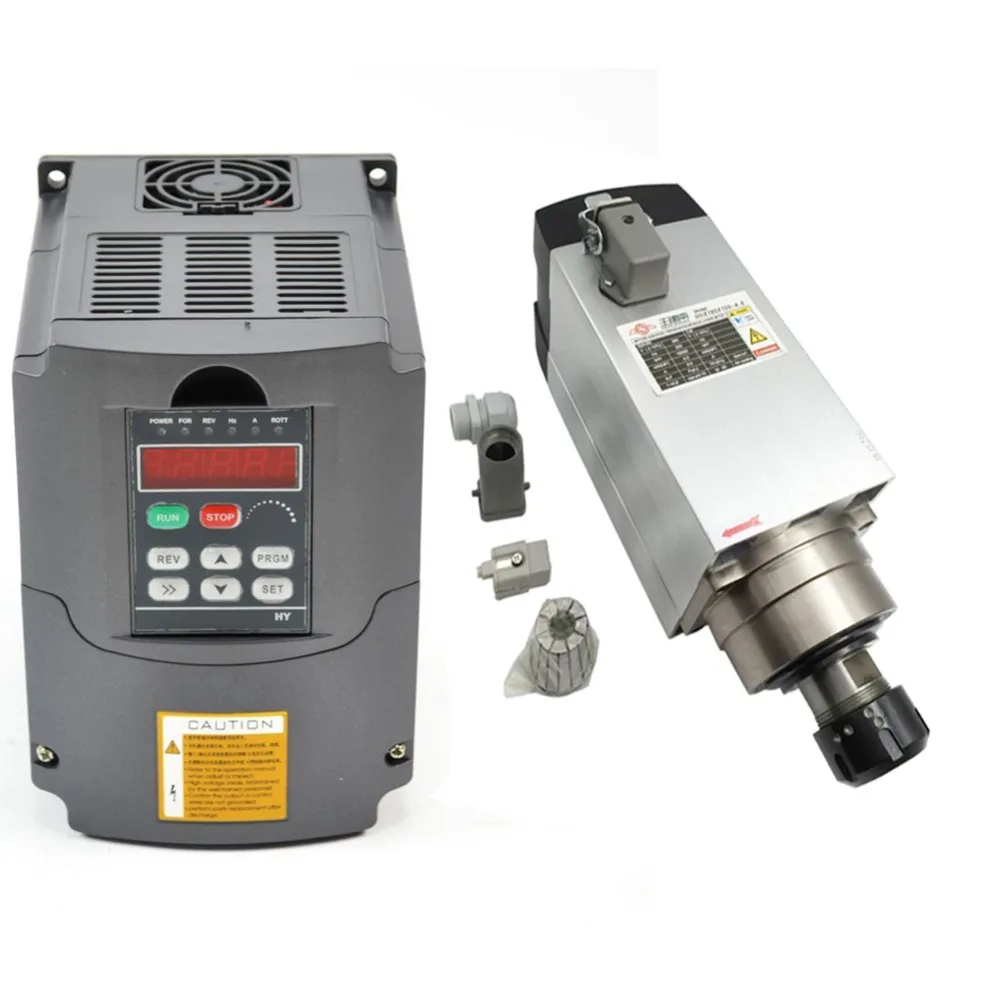 

Free Shipping 380V 4.5KW CNC Milling Motor HJ Square Air-cooled Spindle Air Cooled Spindle Motor + HY 380V/5.5KW Inverter VFD