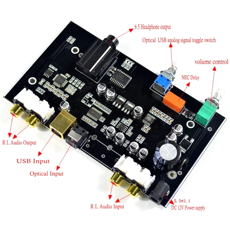 PCM5100 цифро-аналоговый преобразователь USB Оптическое волокно RCA ЦАП декодирующая плата 96 кГц усилитель для наушников для ПК ТВ усилитель