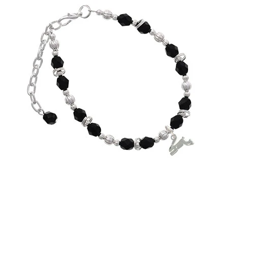 Leaping Rabbit Black Beaded Bracelet