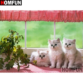 

HOMFUN Full Square/Round Drill 5D DIY Diamond Painting "Animal cat" Embroidery Cross Stitch 5D Home Decor Gift A17803