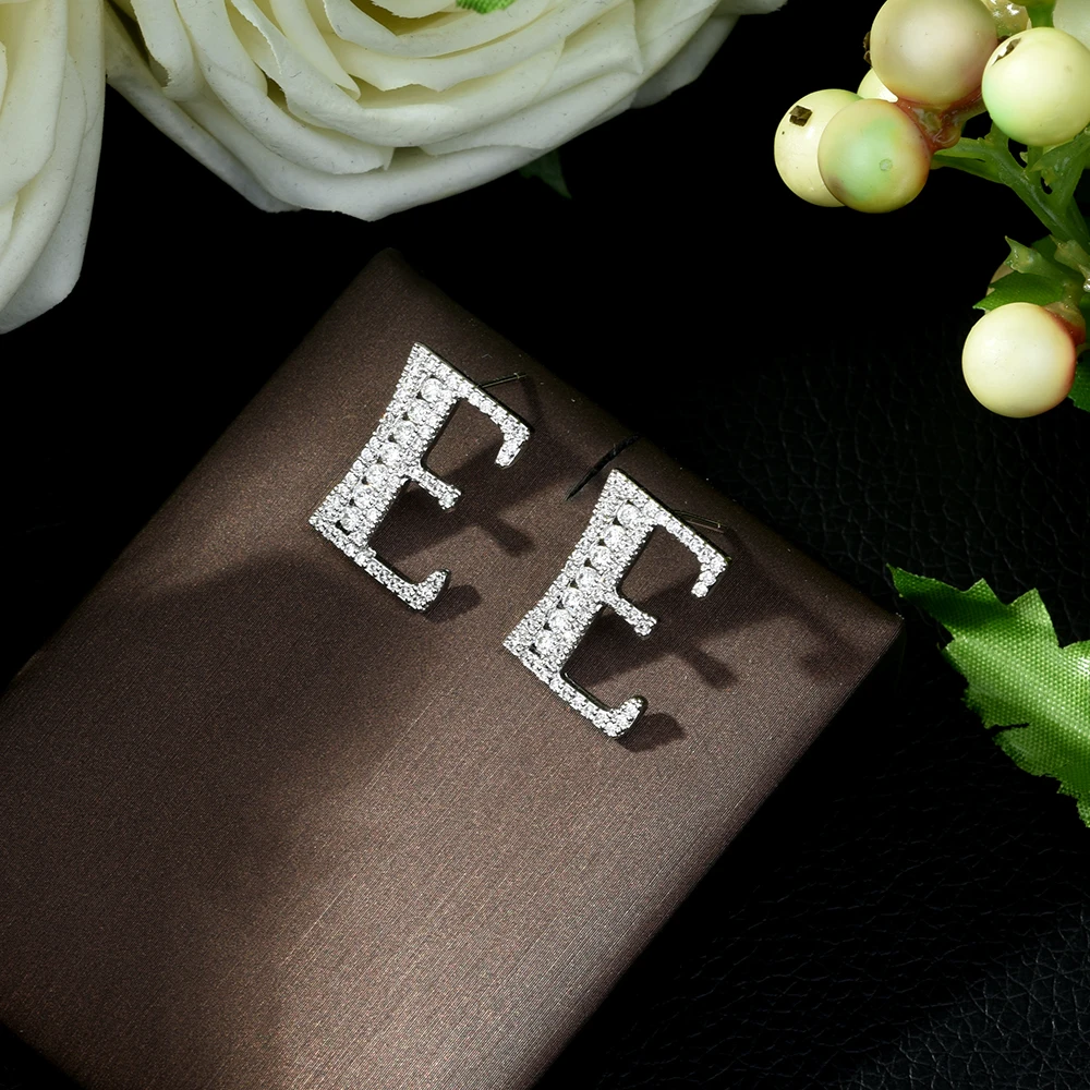 HIBRIDE мини A-Z Pendientes Iniciales серьги с буквами милые серебряные ювелирные изделия креативные подарки для женщин серьги для девочек E-458