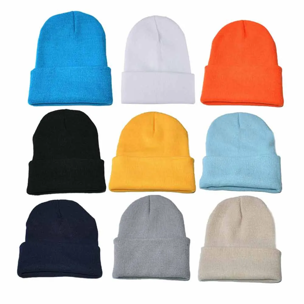 

2019 New 17 Colors Unisex Fashion Slouchy Knitting Beanie Hip Hop Cap Warm Winter Spring Ski Hat 1 Pcs For Women Men 3.4