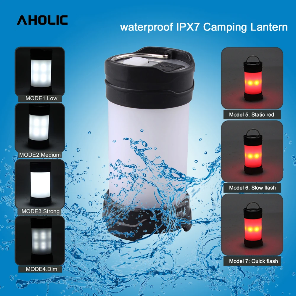 Max 350Lumen Camping Light 18650 Battery Portable 7 Model Bright Tent Lantern Lights Water Resistant Campsite