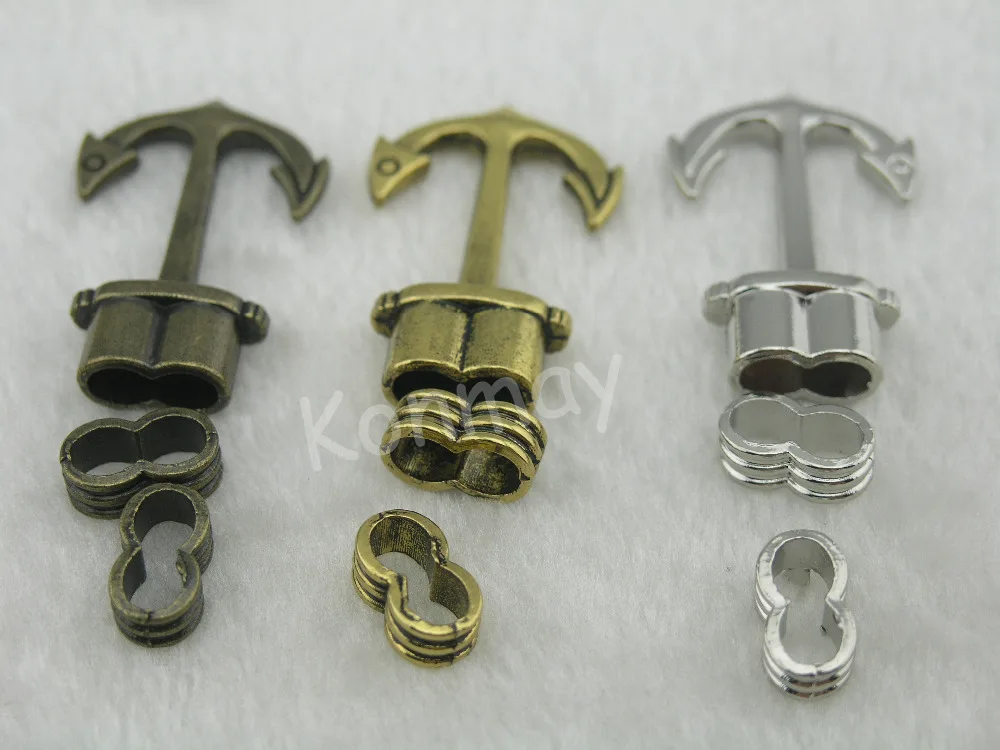 

5 Colors Available--10 Sets 5.0mm Double Holes Anchor Clasp for Wrapping Leather Cord--CLP1047
