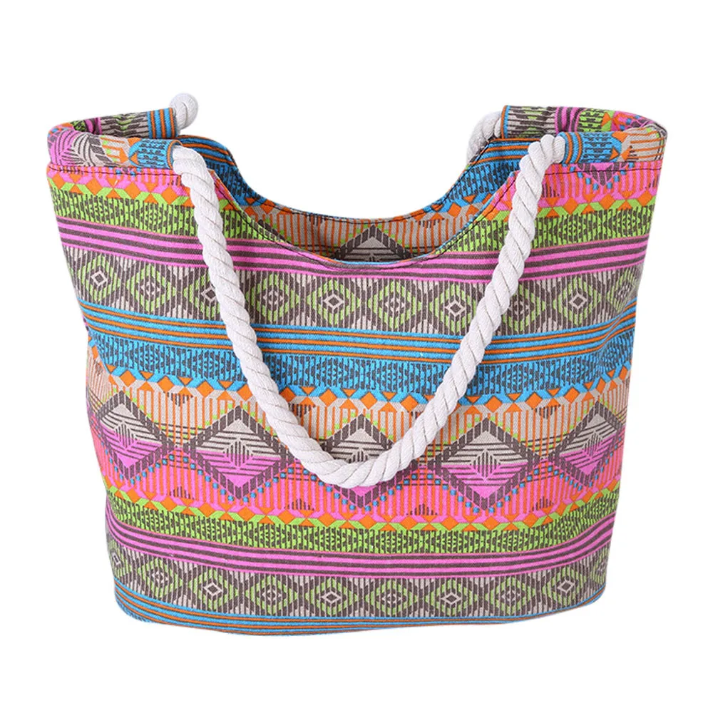 

OCARDIAN Shoulder bag tote bag Handbags women's Bohemian Style Striped Capacity Women Canvas Bags Drop shipping CSV A1122#30
