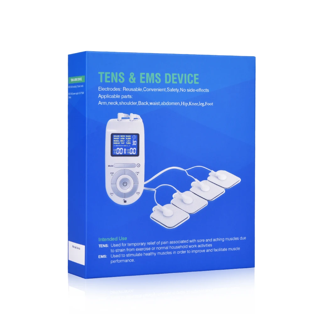 Стимулятор мышц FDA Tens импульсный массажер 2 канала ЖК дисплей EMS для спины шеи