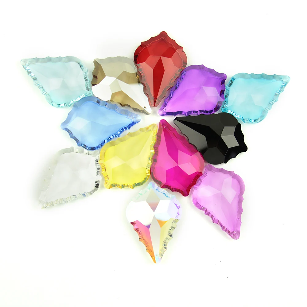 

100pcs/lot 76mm Colorful Maple Leaf Crystal Chandelier Pendant Hanging Accessories Wedding Home Light Decoration