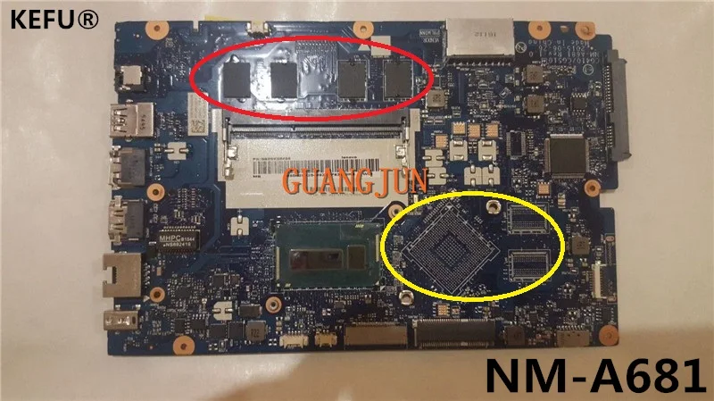 

KEFU Free Shipping For Lenovo 100-15IBY 100-15IBD Laptop Motherboard CG410/CG510 NM-A681 with CPU with RAM 100%Tested