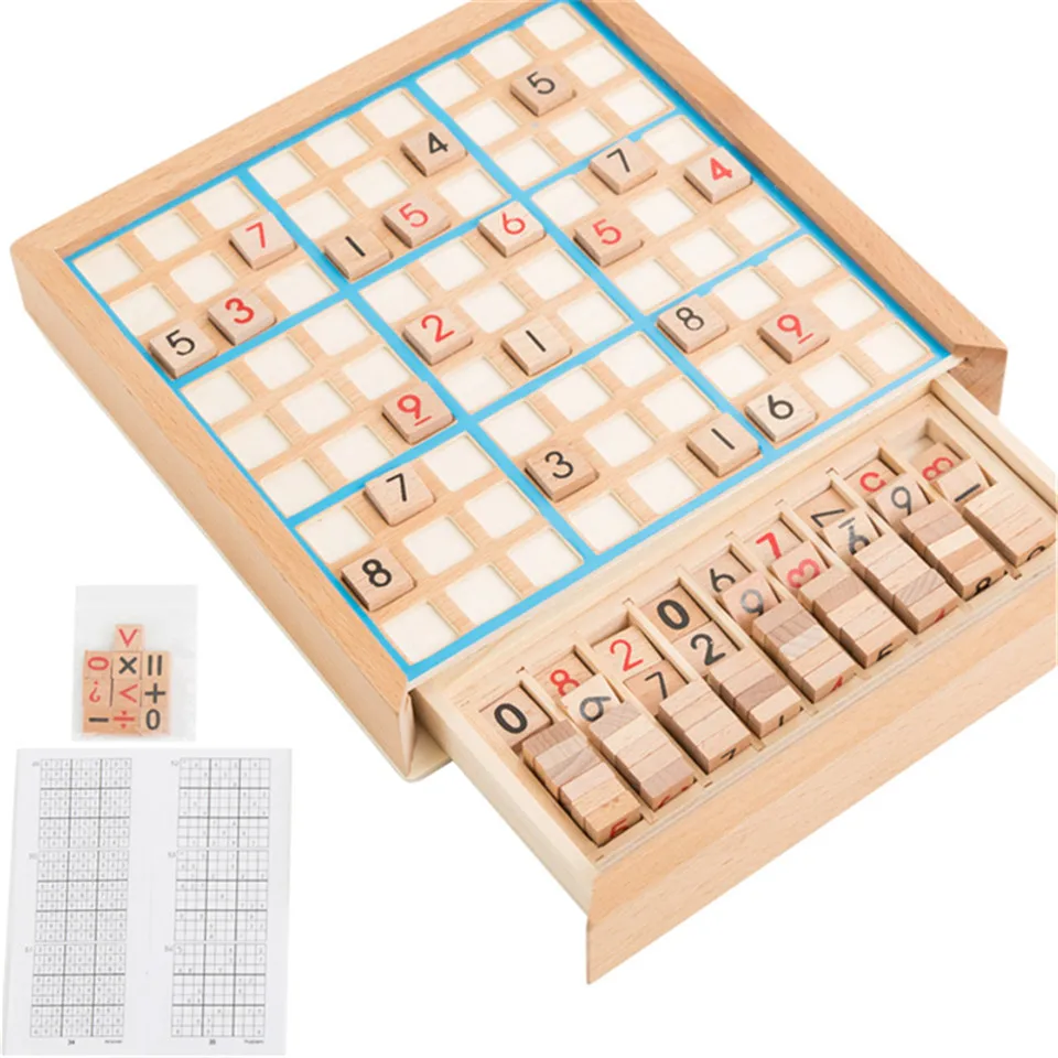 BSTFAMLY дети Sudoku шахматы бук деревянный с ящиком 23 5*23 5*5 см 81 шт./компл. настольная