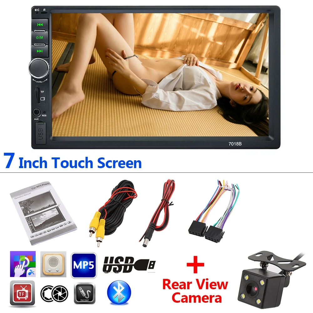 2 DIN 7'' Car Stereo Radio Bluetooth HD Touch Screen FM/MP5/MP3/USB/AUX with Rear View Camera Car Bluetooth AUX Radio Player 2 DIN 7'' Car Stereo Radio Bluetooth HD Touch Screen FM/MP5/MP3/USB/AUX with Rear View Camera Car Bluetooth AUX Radio Player