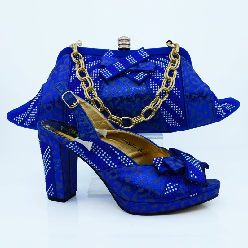 Blue Shoes and Bag Sets High Quality Matching Italian Shoe and Bag Set