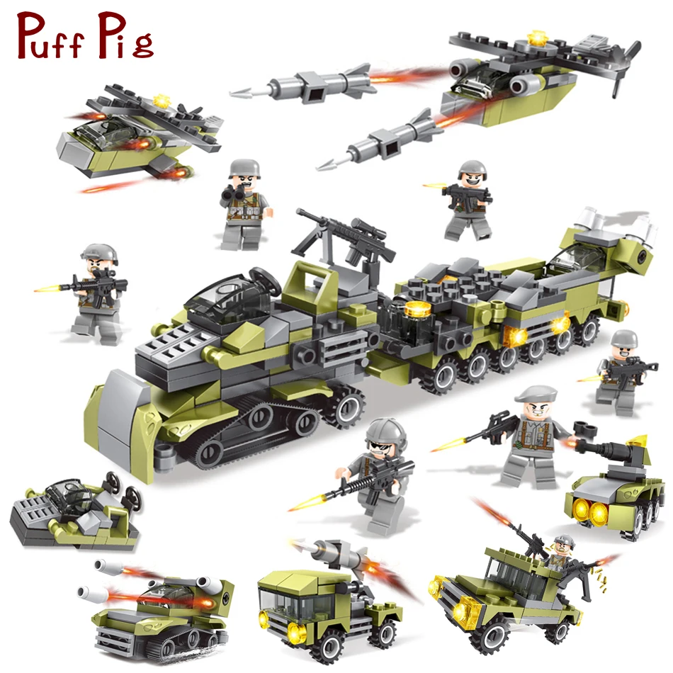 296PCS 6in1 Military Building Blocks Army Cars Helicopter Soldiers Weapons Gun Compatible Legoed Educational Toys For Children 296PCS 6in1 Military Building Blocks Army Cars Helicopter Soldiers Weapons Gun Compatible Legoed Educational Toys For Children