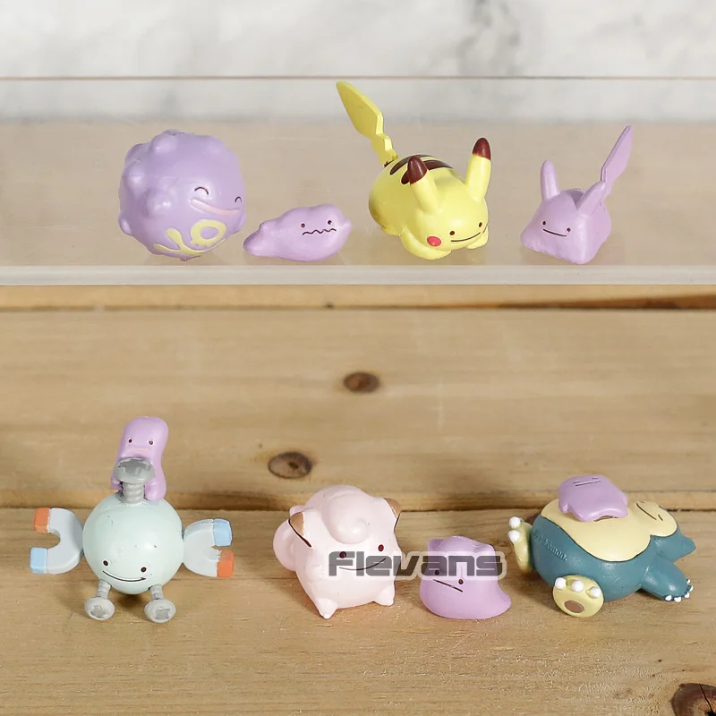 

Anime Monster Gachapon Ditto Cos Clefairy Snorlax Koffing Magnemite Mini PVC Figures Toys 6pcs/set