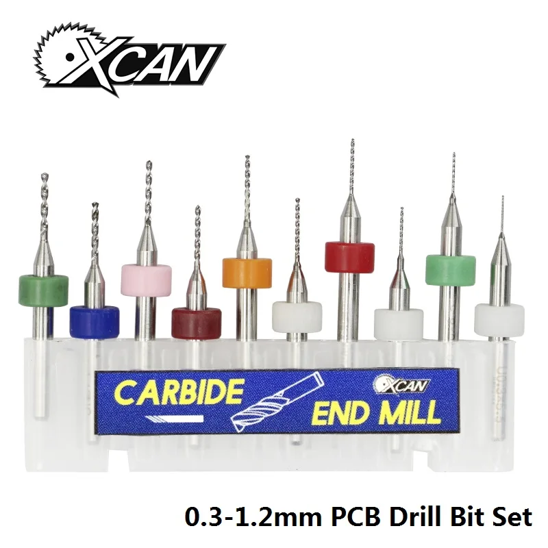 XCAN 10 шт./компл. 1,2 мм до 0,3 мм PCB мини сверло Вольфрамовая сталь карбид для печати печатная плата ЧПУ сверла машина