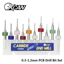 XCAN 10 шт./компл. 1,2 мм до 0,3 мм PCB мини сверло Вольфрамовая сталь карбид для печати печатная плата ЧПУ сверла машина