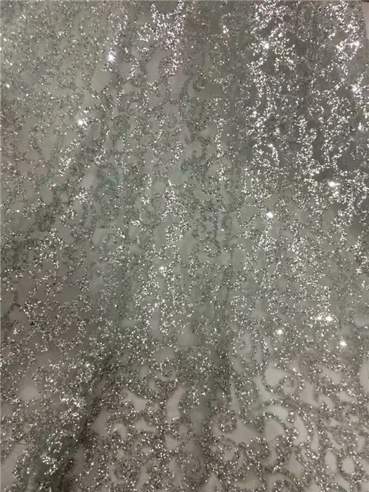 

Beautiful lady dress apparel tulle cloth French lace material amazing net lace fabric with glitter UN105(5yards/lot)