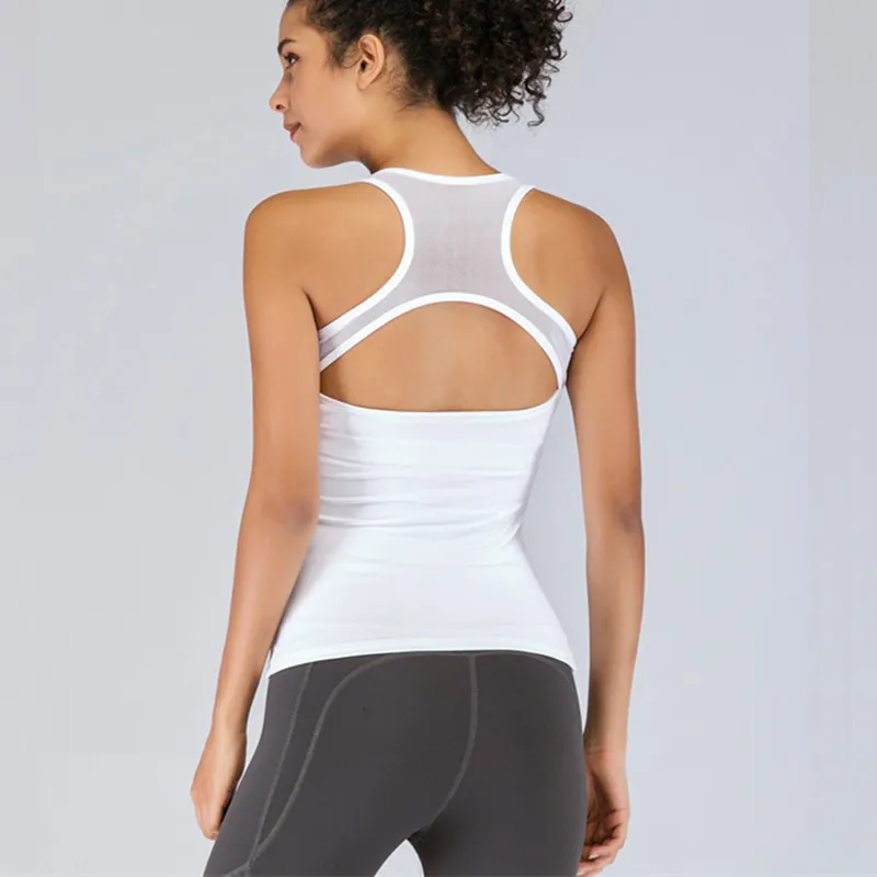 

CretKoav 2019 Summer New Breathable Mesh Patchwork Vest Women Sexy Back Hollow Yoga Vest High Elastic Tight Fitness Tank Top