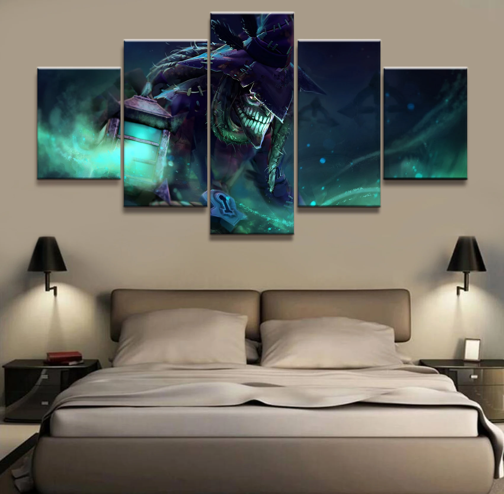  5 Piece HD Picture DOTA 2 Game Poster Wall Sticker Game Paintings Artwork Canvas Art for Home Decor