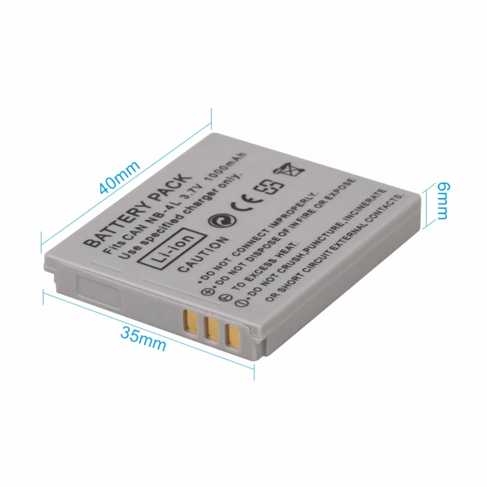 

1x1000mAh NB-4L NB4L Battery for Canon IXUS 30 40 50 55 60 65 80 100 I20 110 115 120 130 IS 117 220 225 230 255 HS SD780 SD960