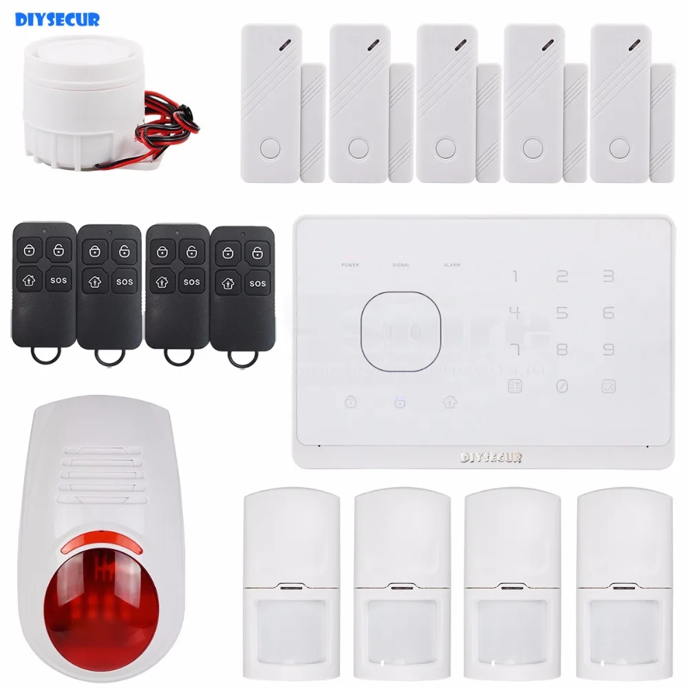 

DIYSECUR APP Controlled Wireless GSM Autodial Home Security Alarm System + Wireless Flash Siren + RFID