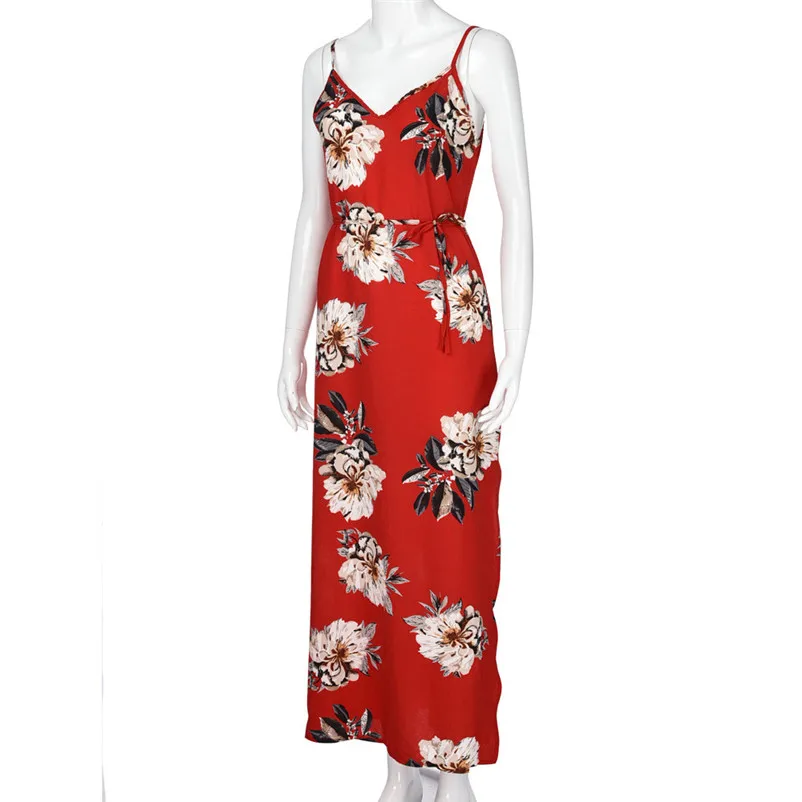Fashion summer dress 2018 beach dress Women Sleeveless Printing A Line Casual Dress Ankle-Length Floral Dress vestido Y24#N (7)