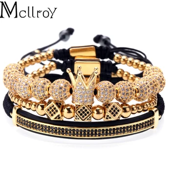 

Mcllroy Luxury Gold Charm Bracelets Bangles Set Stainless Steel Beads Bracelet For Men Man Jewelry Fashion 2019