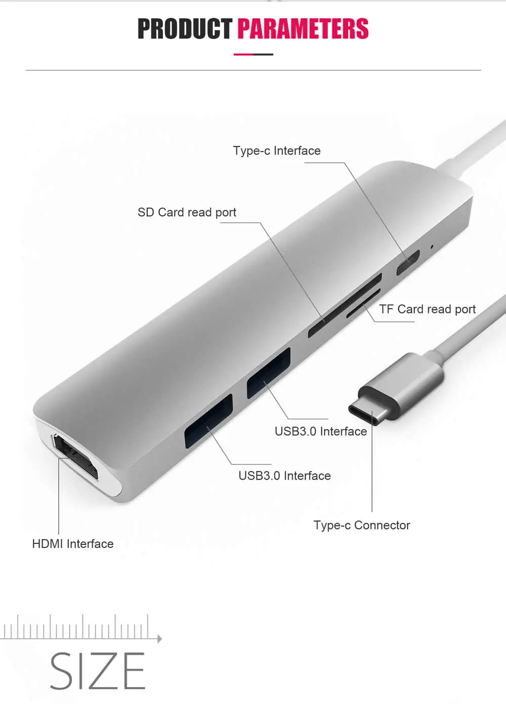 Адаптер usb Thunderbolt 3 типа C концентратор к HDMI 4 K с PD SD/TF кардридер USB 3,0 для MacBook Pro/Air USB-C интерфейс