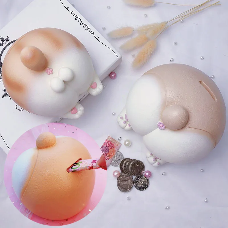 

1PC Cartoon Butt Dog Soft Glue can be Squeezed to Depress the Piggy Bank Creative Egg Set Cat Piggy Bank Money Boxes Decoration